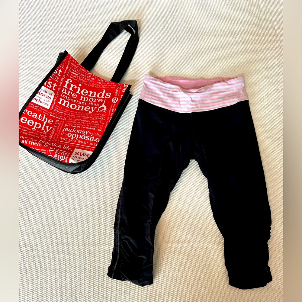 Lululemon size 6 leggings - black with pink band